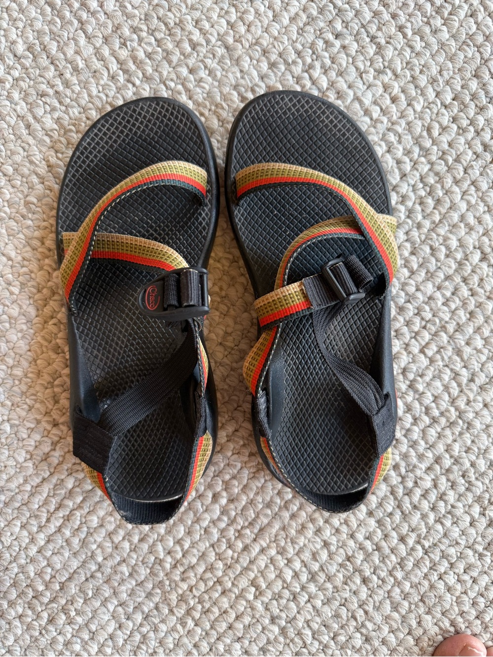 Chacos with Orange, Yellow & Green Straps